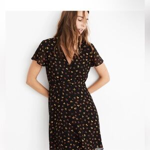 Madewell Black Floral Midi Dress